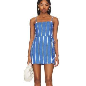 Faithfull the Brand Blue and White Striped Mini Dress